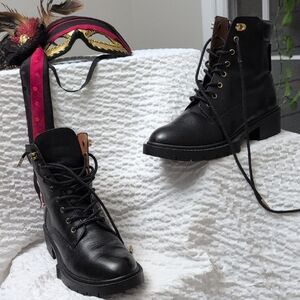 Coach Black Leather Combat Boots
